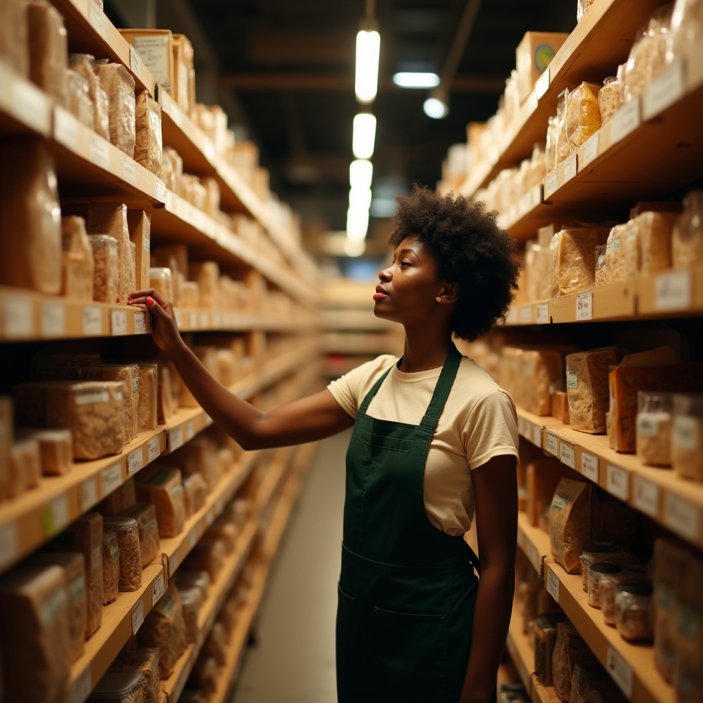 Estantes de tienda con productos organizados por rotación